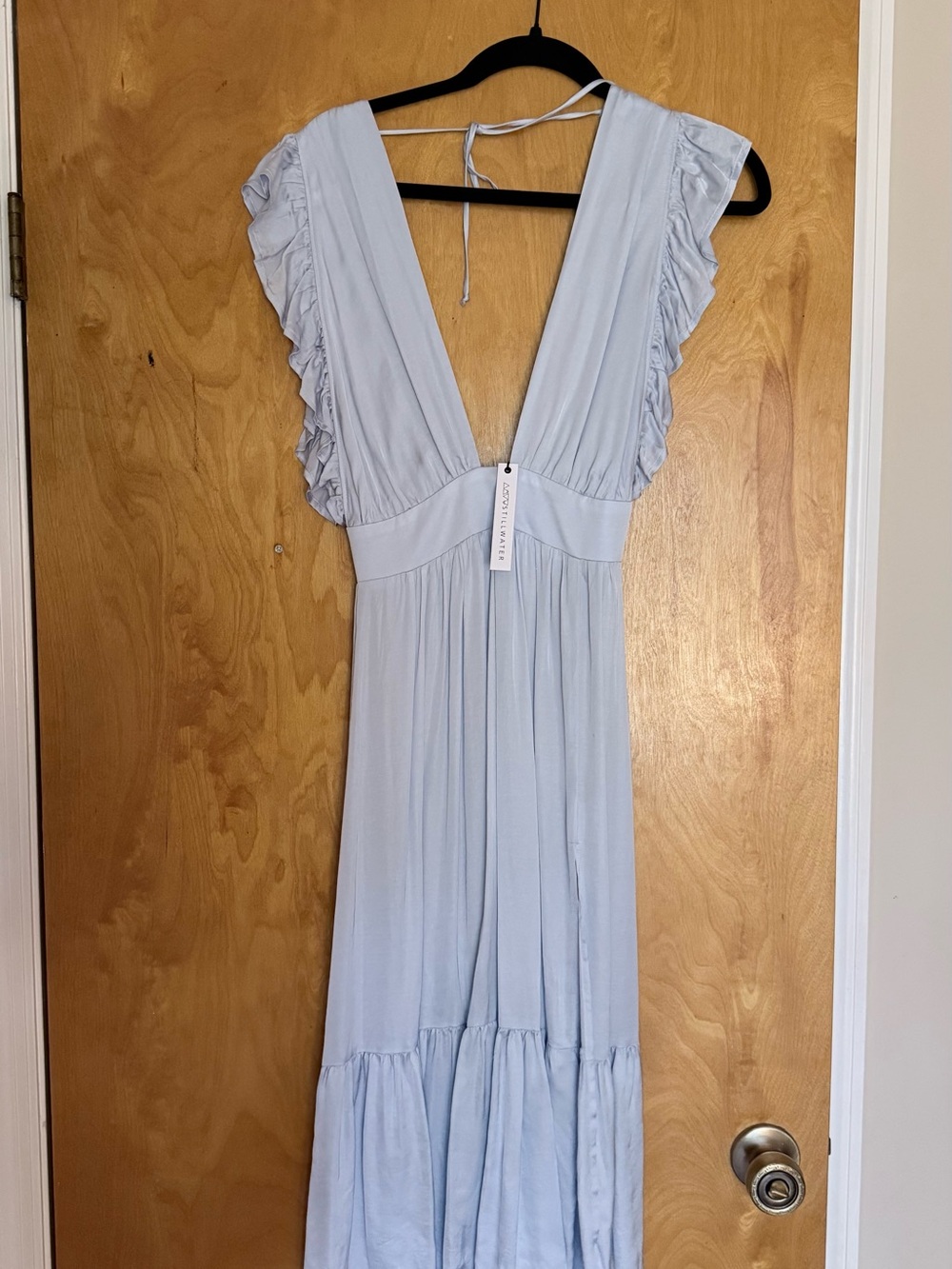Light Blue Ruffle-Sleeve Maxi Dress - Women Intimates & Sleepwear